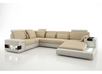Large Sofa Living Area Leather Sofa Upholstered Seating Corner Couch Set Sofas with USB