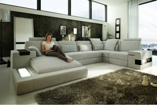 Design sofa corner sofa + USB couch set upholstery seating corner sofas living landscape