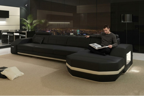 Relax in style with the new L-shaped corner sofa featuring premium leather upholstery.