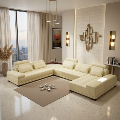 Living landscape couch upholstery corner suite designer leather sofa big sofa new + USB