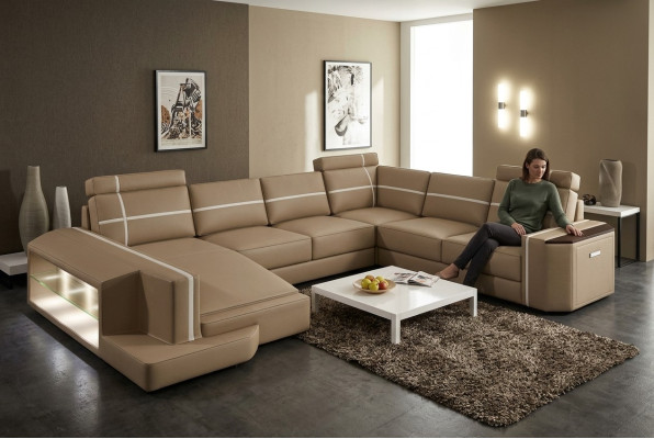 Our U-shaped modern leather sofa in exquisite designer style