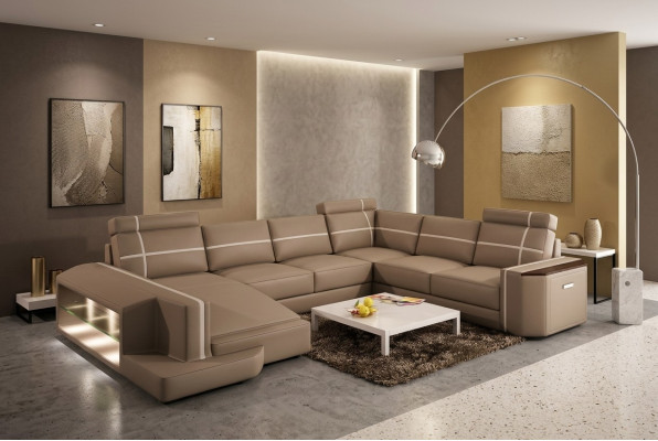 Our U-shaped modern leather sofa in exquisite designer style