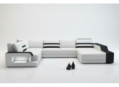 Leather sofa, sofa couch, upholstered corner sofa, big set, living landscape sofas with USB