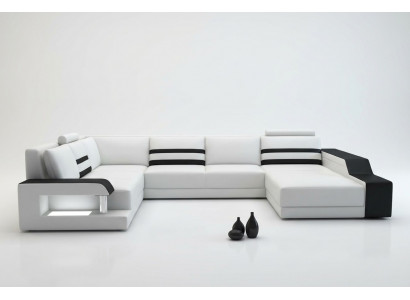 Leather sofa, sofa couch, upholstered corner sofa, big set, living landscape sofas with USB