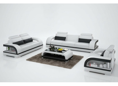 Designer sofa set leather sofa set 3+2+1 with USB sofa couch new white