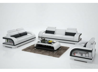 Designer sofa set leather sofa set 3+2+1 with USB sofa couch new white