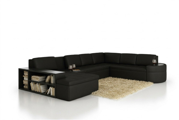 Modern corner sofa + USB couch upholstered leather design sofa suite living area new