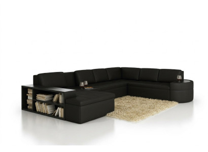 Modern corner sofa + USB couch upholstered leather design sofa suite living area new