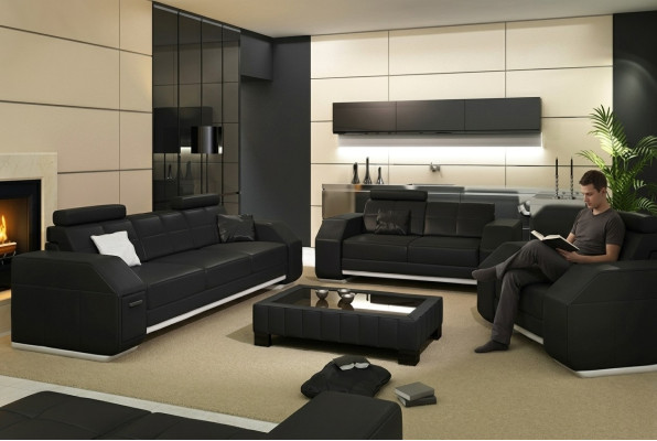 Leather sofa with USB sofa set 3+2+1 leather couch upholstery seat designer set