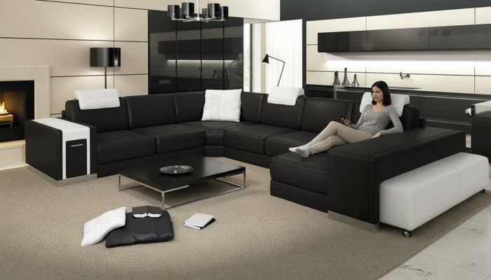 Living landscape sofa with USB couch cushion corner XX big corner sofa leather sofa design