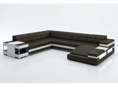 Leather sofa LED USB sofa couch upholstery corner living landscape sectional sofa design leather