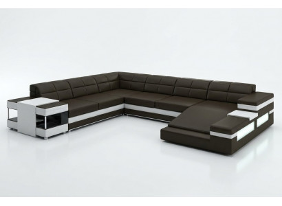 Leather sofa LED USB sofa couch upholstery corner living landscape sectional sofa design leather