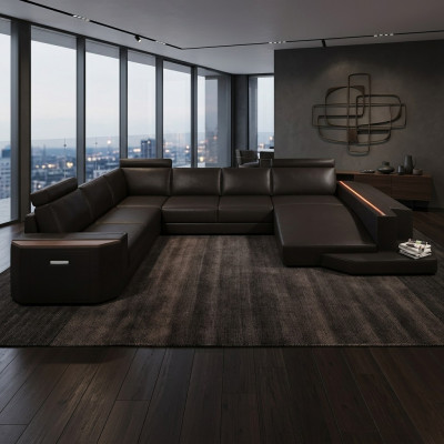 Elegant U-shaped upholstered sofa, modern design for stylish living spaces.