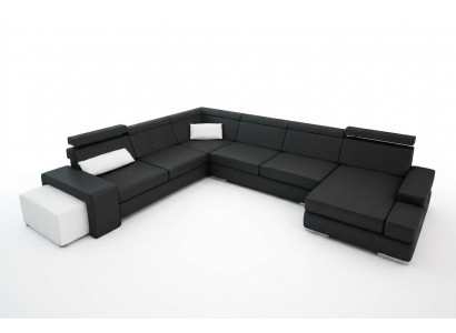 U-shaped sofa with USB couch upholstery living area leather corner set XXL new