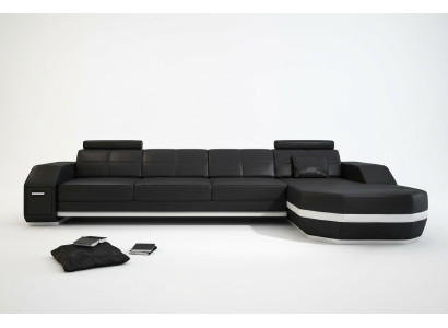 Sectional sofa USB + LED sofa living landscape U-shape upholstered couch leather sofa fabric leather