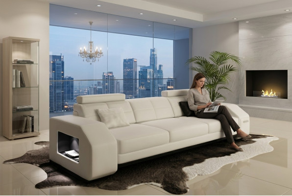Sofa set with USB Sofa Couch Upholstery Seat Set 3+2+1 Living area Leather