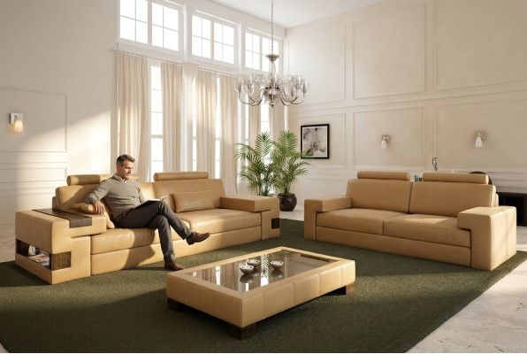 Leather Sofa USB Modern Sofa Set 3+2+1 Couch Seat Upholstery Sofa Set