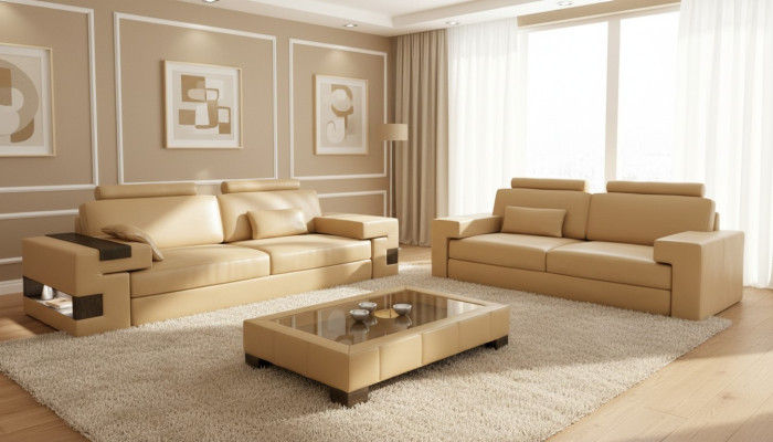 Leather Sofa USB Modern Sofa Set 3+2+1 Couch Seat Upholstery Sofa Set