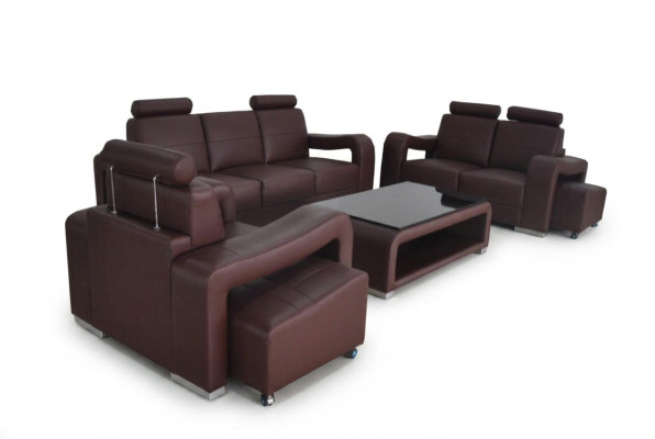 Living Leather Landscape Sofa + USB Set Corner Sofas Seating Sets New Upholstery