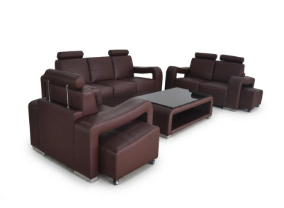 Living Leather Landscape Sofa + USB Set Corner Sofas Seating Sets New Upholstery