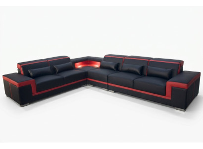 Corner sofa L-shape beige corner couch with sleeping function set living landscape