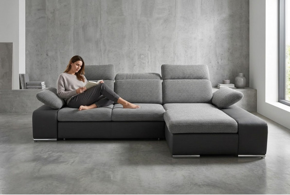 Design corner sofa couch leather multifunctional living area fabric upholstery