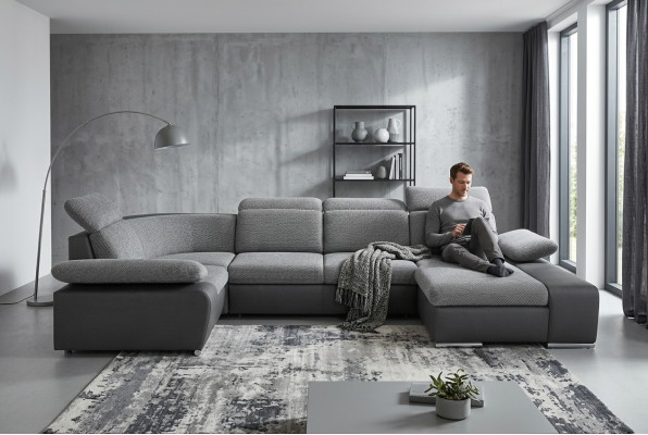 Corner sofa U-shape sofa living landscape suite upholstery bed function design