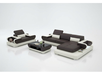Design XXL Big Sofa Corner Sofa with USB Leather Sofa Couch Upholstery Corner Living Landscape