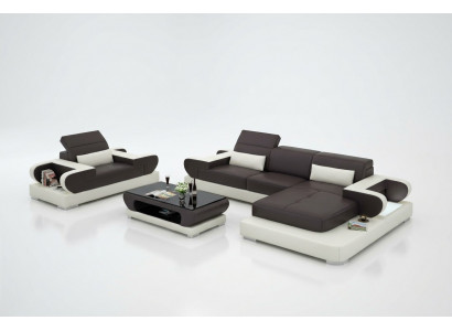 Design XXL Big Sofa Corner Sofa with USB Leather Sofa Couch Upholstery Corner Living Landscape