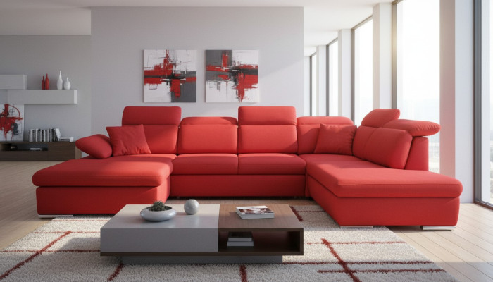 Corner sofa living landscape couch upholstery sofa leather corner sets red