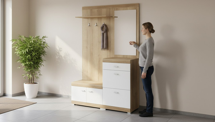 Wardrobe Wardrobe Set Hallway Foyer Set Storage Cabinet Door New
