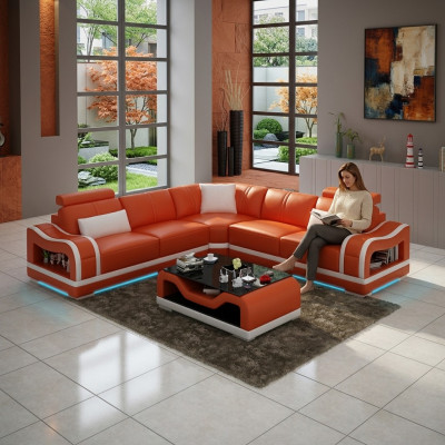 Leather sofa couch living landscape corner sofa corner set design modern sofa with USB