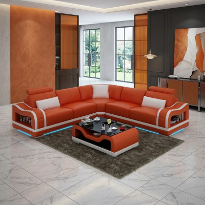 Leather sofa couch living landscape corner sofa corner set design modern sofa with USB