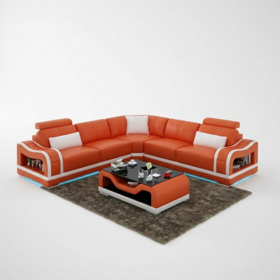 Leather sofa couch living landscape corner sofa corner set design modern sofa with USB