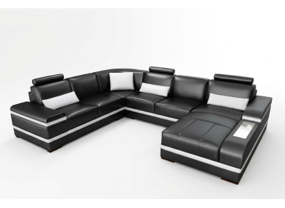 Corner sofa leather sofa with USB big XXL U shape living landscape sofa couch set LED