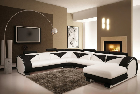 Leather U-Shape Sofa with USB Corner Sofa Upholstered Sofa Leather Couch Seating Corner Set Angle