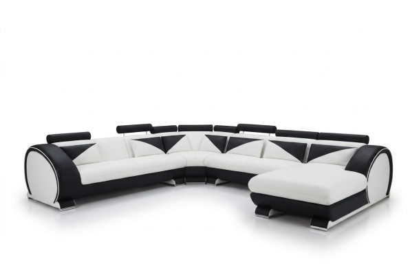 Leather U-Shape Sofa with USB Corner Sofa Upholstered Sofa Leather Couch Seating Corner Set Angle