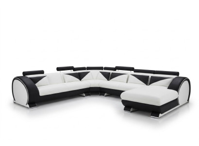 Leather U-Shape Sofa with USB Corner Sofa Upholstered Sofa Leather Couch Seating Corner Set Angle