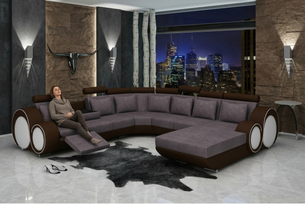 Textile Sofa With USB XXL Living Landscape Fabric Couch Big Sofa Upholstery Corner Sofa New