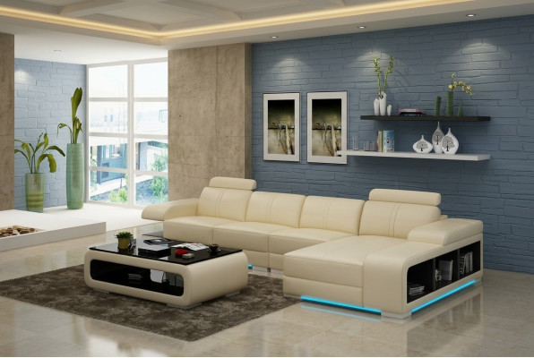 Modern sofa L-shaped leather sectional in beautiful modern designer style
