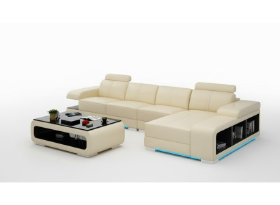 Modern sofa L-shaped leather sectional in beautiful modern designer style