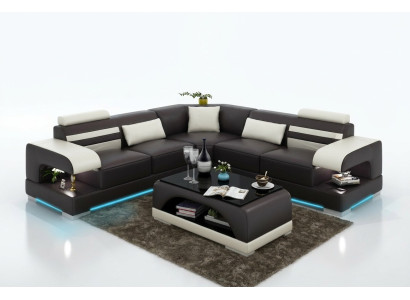 Leather Soft Couch Living Landscape Corner Sofa Corner Suite Design Modern Sofa USB