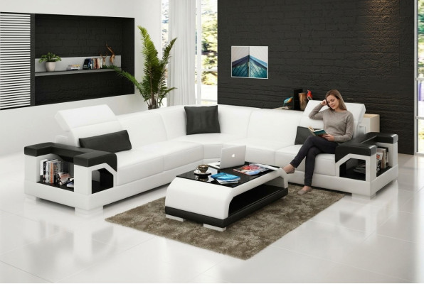 Leather sofa couch living area corner sofa corner suite design modern sofa with USB