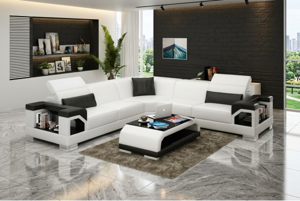 Leather sofa couch living area corner sofa corner suite design modern sofa with USB