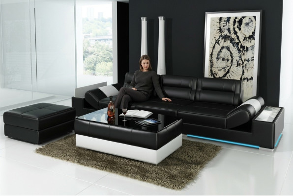 XXL Big Sofa Lounge Club 3+3 Seater Multifunction Couch Leather Couch + USB + LED