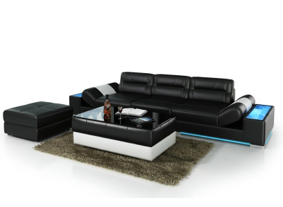 XXL Big Sofa Lounge Club 3+3 Seater Multifunction Couch Leather Couch + USB + LED