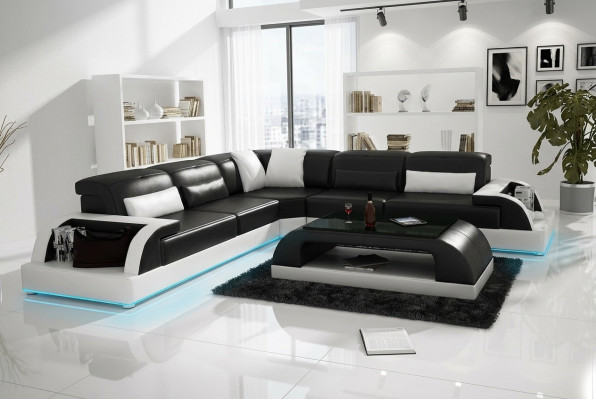 Leather sofa couch living landscape corner sofa corner set design modern sofa USB white
