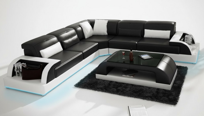 Leather sofa couch living landscape corner sofa corner set design modern sofa USB white