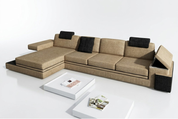 Modern living room design couch textile fabric sofa upholstery corner suite LED + USB