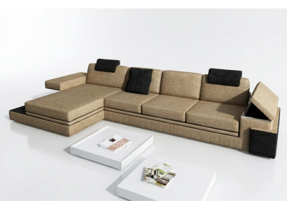 Modern living room design couch textile fabric sofa upholstery corner suite LED + USB